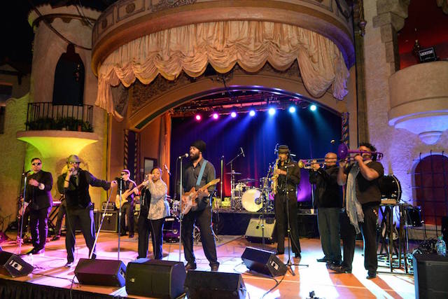Members of 45Riots, a NYC-based jazz band, perform at the Indie 500.
