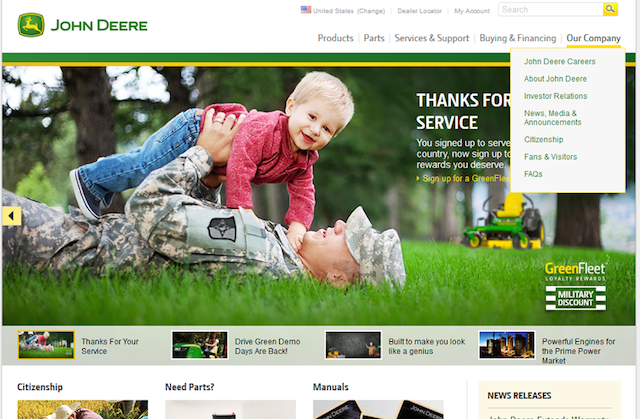 John Deere Website Navigation