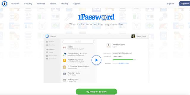 1Password Homepage