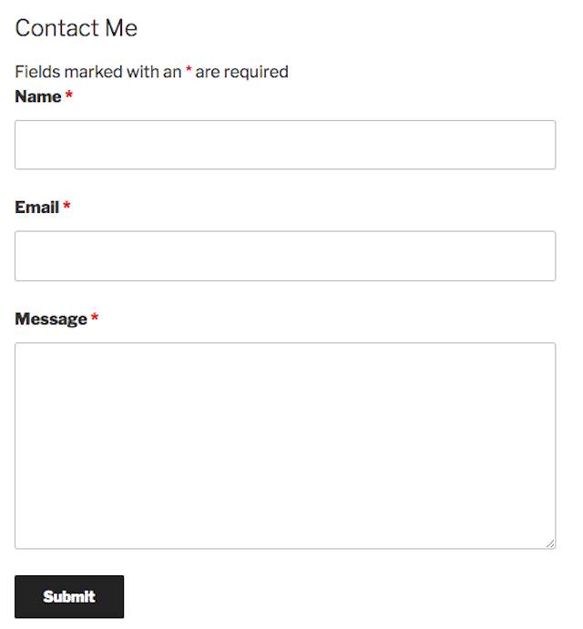 Ninja Forms WordPress Contact Me Example
