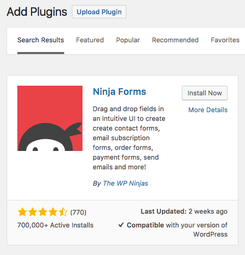 Ninja Forms WordPress Install