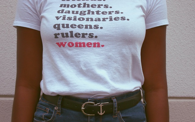 Woman Wearing A Tshirt Describing Women