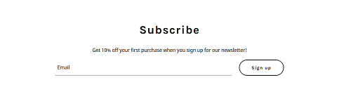 Subscription Section As It Appears On Live Site