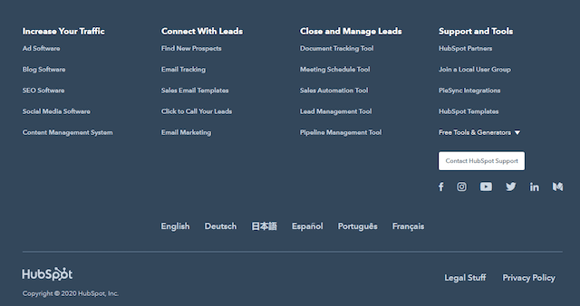 Hubspot Website Footer