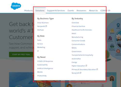 Salesforce Primary Navigation