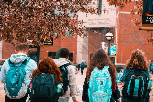 Students walking on college campus