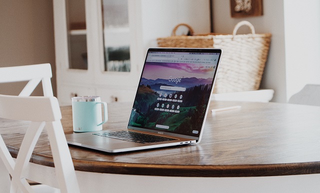 Laptop open to Google search page in browser