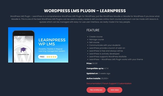 WordPress Plugins For Selling Digital Courses LearnPress