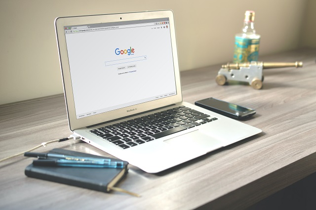 Laptop with Google search page displayed