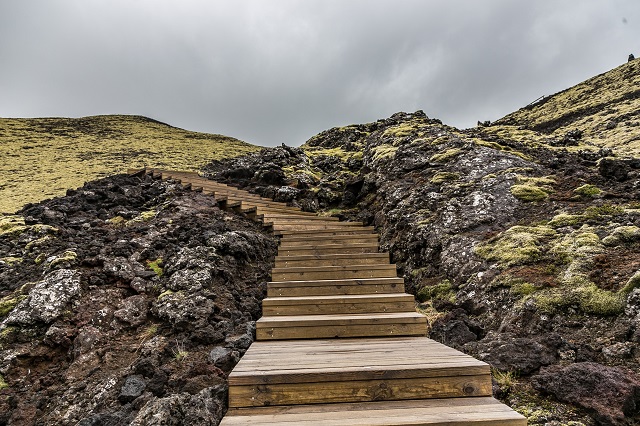 Staircase through hillside