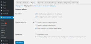 WooCommerce standard shipping setup shipping options
