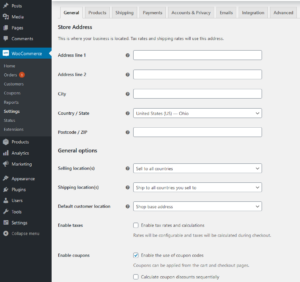 WooCommerce standard Shipping Setup Shipping Location