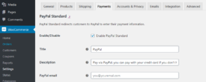 Setting up PayPal Standard on WooCommerce