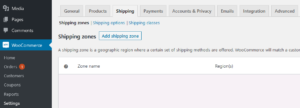 WooCommerce standard shipping setup add zone