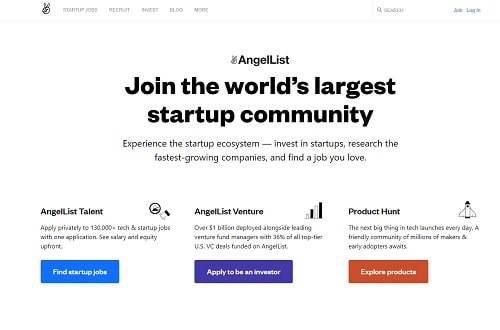 AngelList homepage