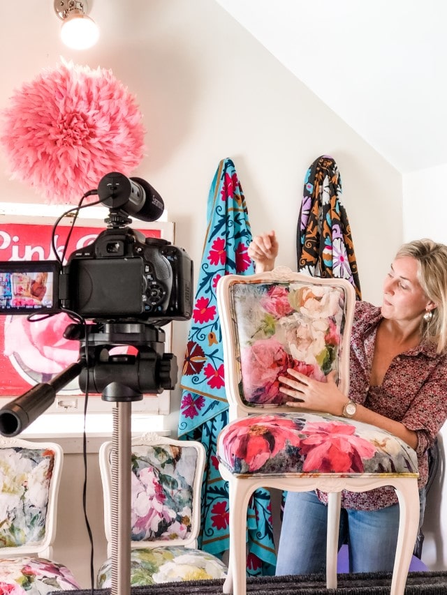 Wendy Conklin styling a chair for photographs