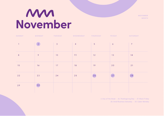 November calendar