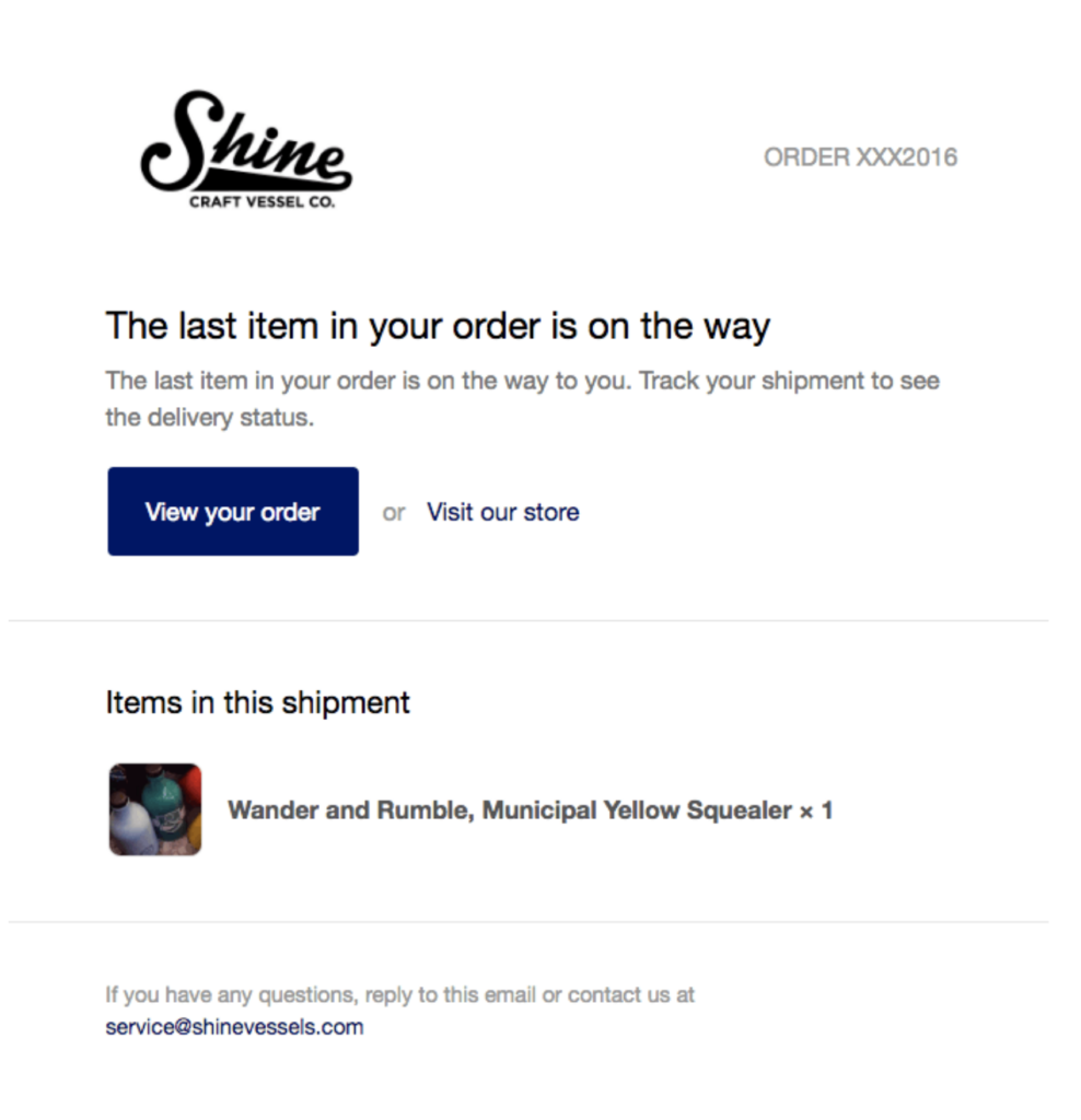 Shine - Confirmation Email