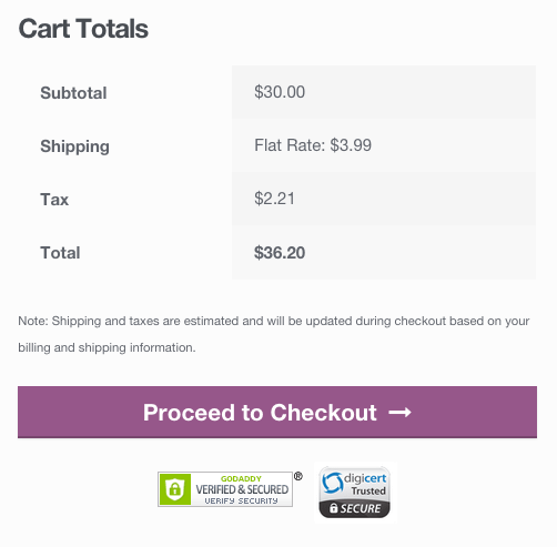 Cart page trust seals