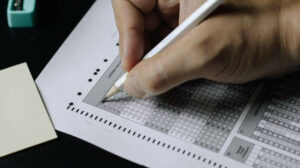 Person taking a test