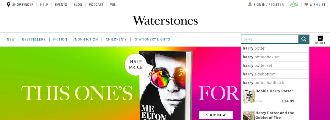Waterstones navigation