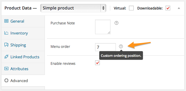 menu order woocommerce