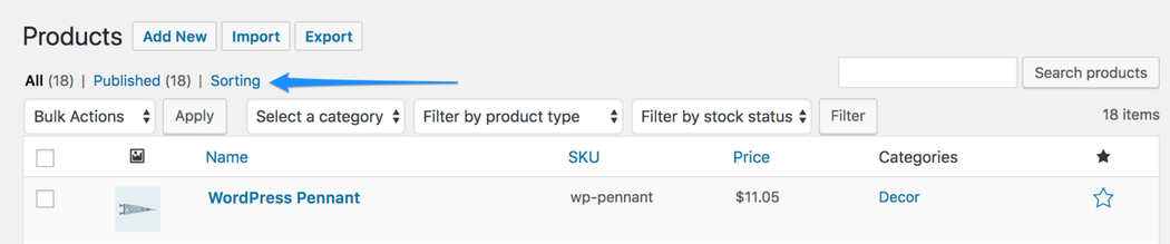 woocommerce sorting
