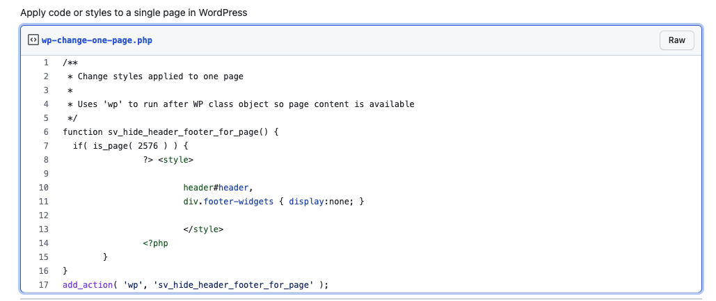 Code Snippet WP Change