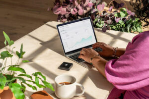 Person on computer looking at GoDaddy Commerce Hub