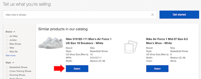 Tell us what you're selling form on Ebay with shoes
