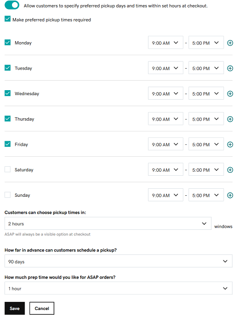 local pickup scheduling options