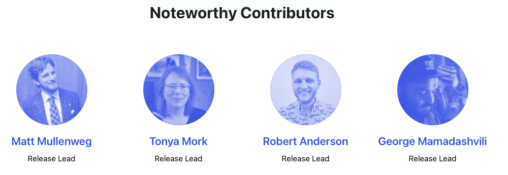 Release Lead contributors: Matt Mullenweg, Tonya Mork, Robert Anderson, George Mamadashvili