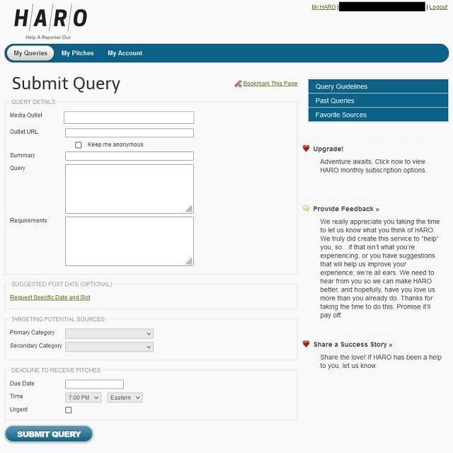 How To Use HARO Creating Query