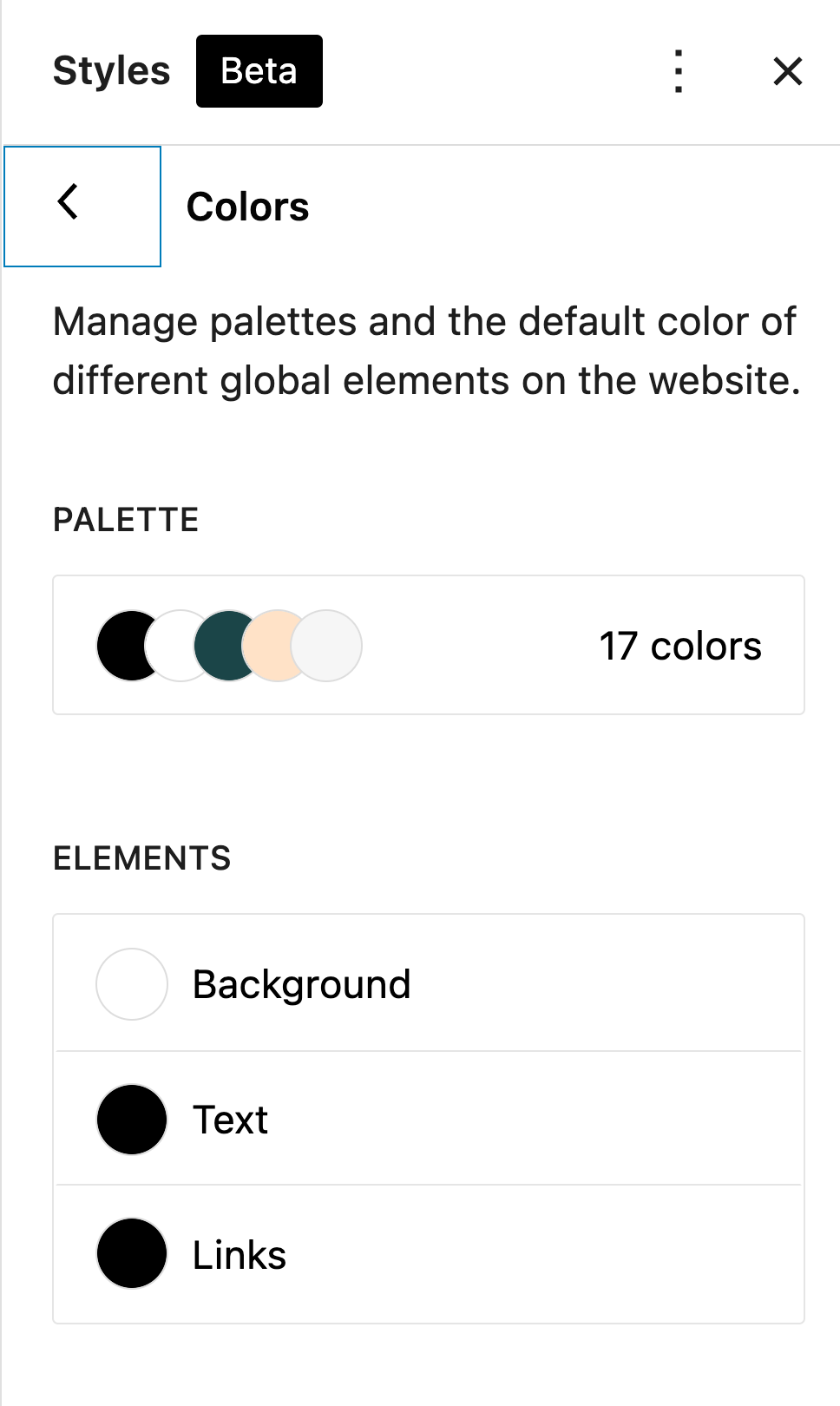 Styles > Colors
