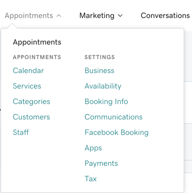 new and updated appointments menu options