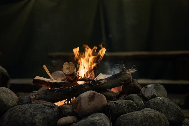 Campfire on rocks