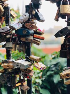 Stack of locks on a gate