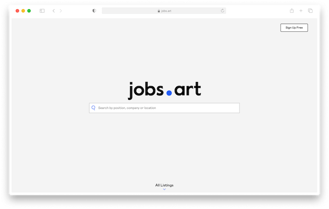 jobs.art homepage