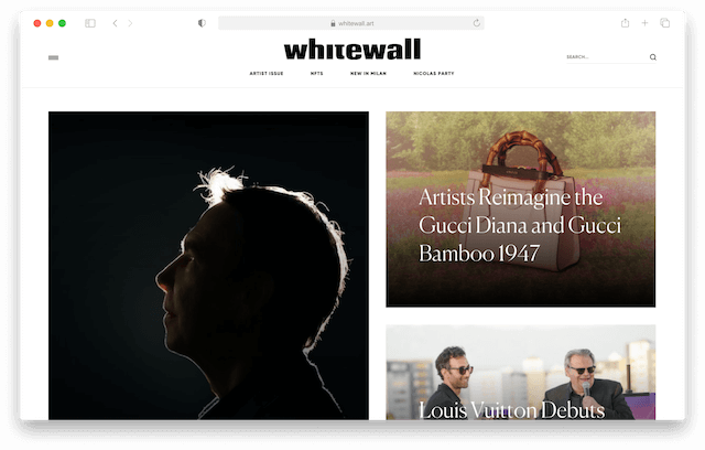 whitewall.art homepage