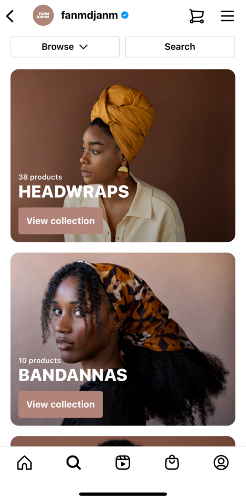 Fanm Djanm Instagram Shop categories