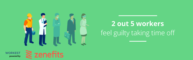 Graphic from Zenefits with information about workers feeling guilty for taking time off.