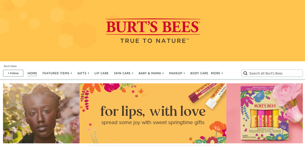 Amazon store page for Burt's Bees