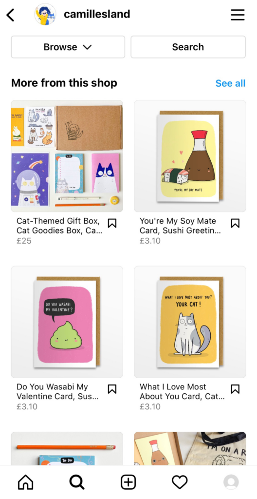 Etsy-connected Instagram shop