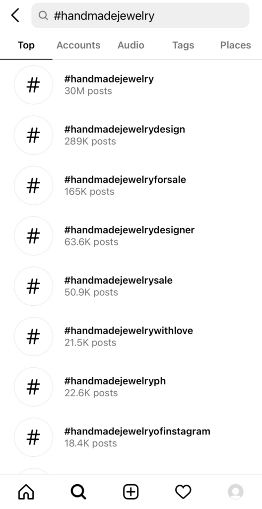 Instagram hashtag research