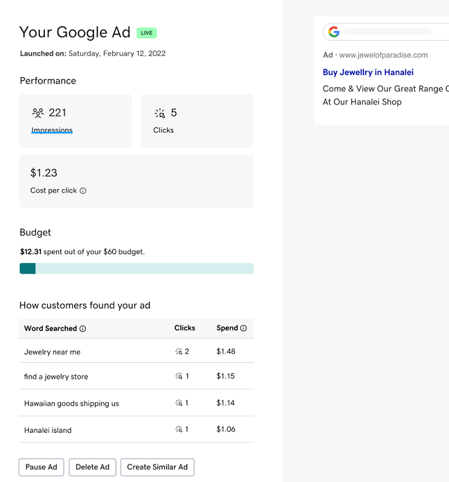 Google ad stats