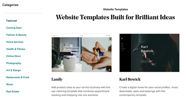 Screenshot showing various Websites + Marketing templates