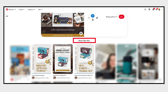 Highlighted Pinterest pins showing the “More like this” results