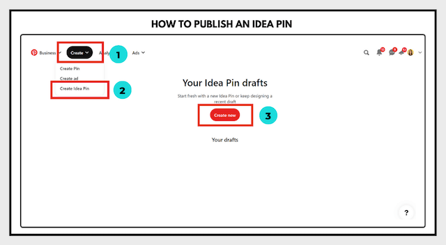 Example of how to publish an idea pin