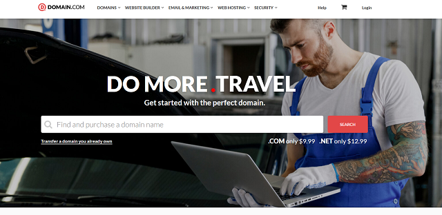 Domain.com home page screenshot