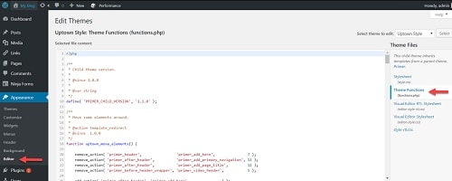 301 Redirects WordPress Edit Themes